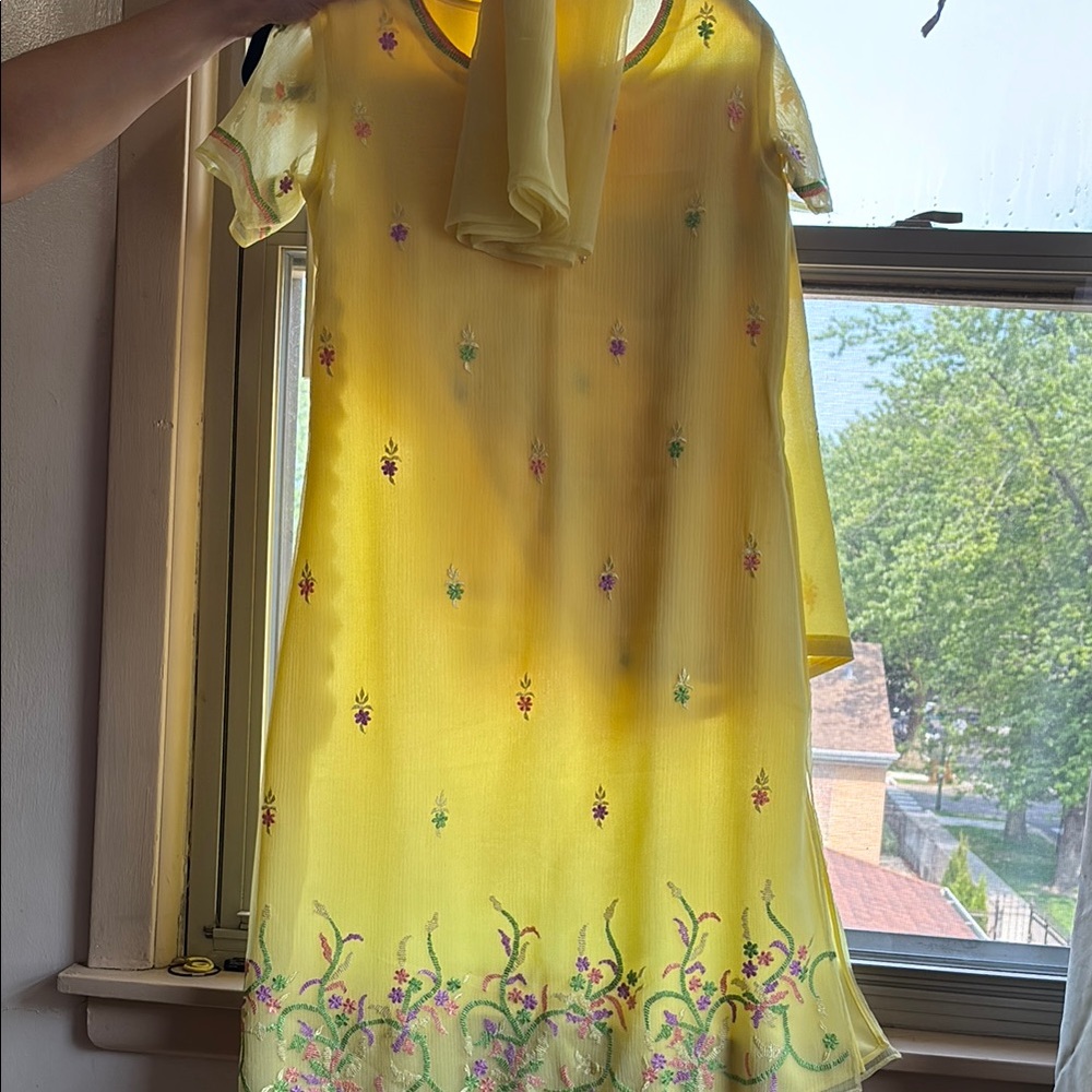 Elegant Yellow Floral Dress